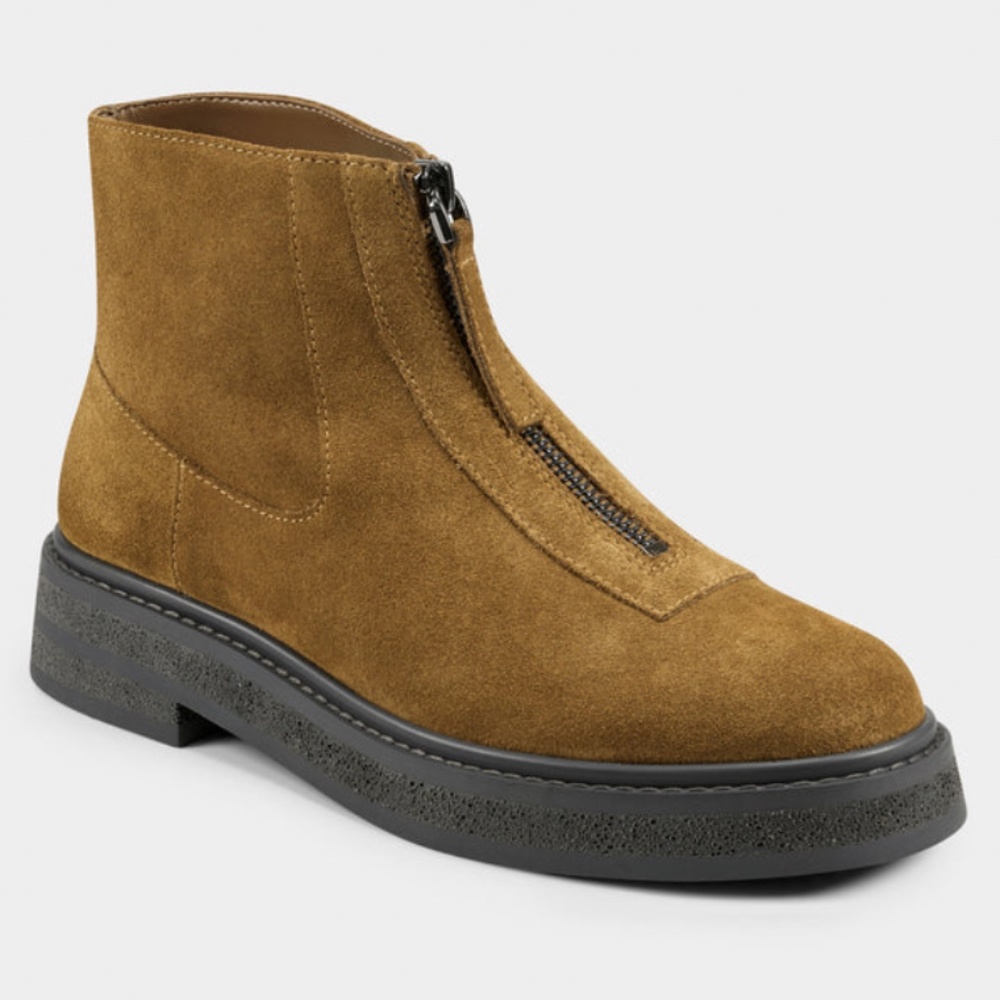 Aerosoles Vale Brown Suede Slip On Boot With Center Zip (NWT)